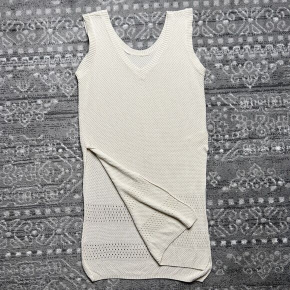 Cupshe Tunic Knit Tank Top Swimsuit Coverup  Medium Tan Beige High Side Slits - Picture 2 of 10